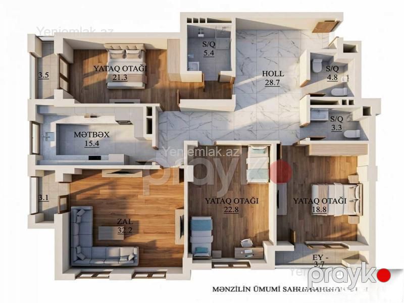 Satılır 4 otaqlı Bina evi menzil (Köhnə tikili), 163 m², Binəqədi rayonu — Mənzil, Bakı (8)