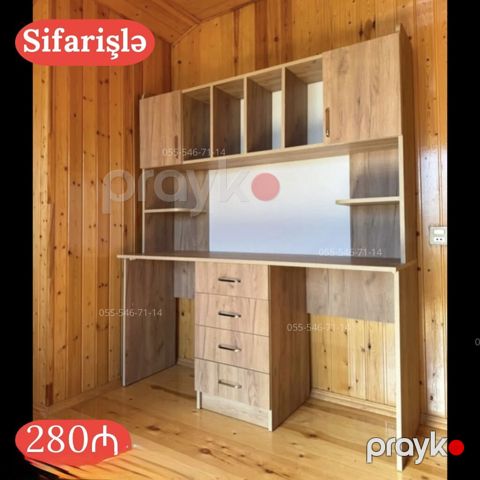 Düz masa, Stulsuz, Polkalı, Siyirməli, Sadə laminat — Bakı