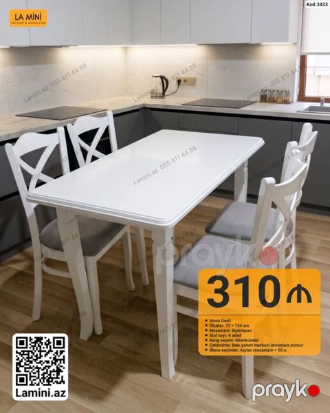 Mebel dəsti – masa və 4 ədəd stul Model: La Mini (Kod: 3433) — Bakı
