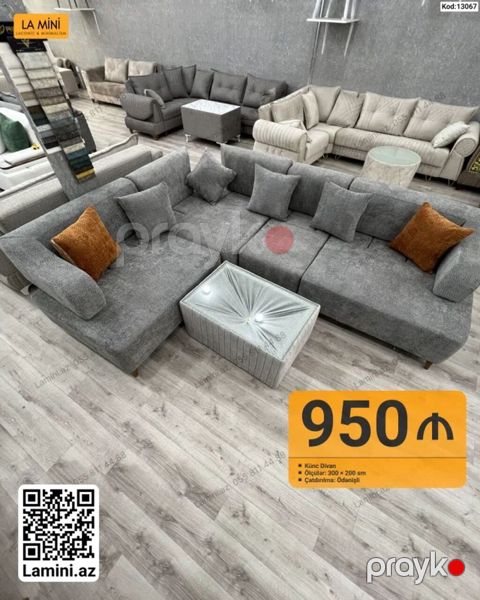 Künc divan – La Mini - Model: Künc divan (kod: 13067) - Ölçülər: 300 — Bakı