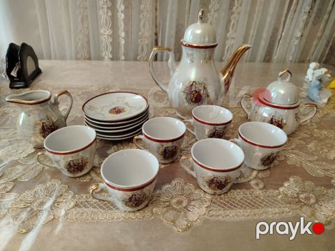 Çay dəsti, rəng - Qızılı, Farfor, 6 nəfərlik — Bakı