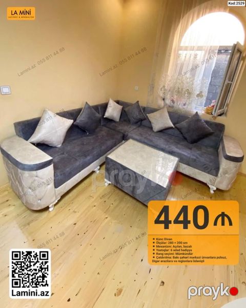 Künc divan – La Mini (Kod: 2529) - Ölçülər: 280 200 sm - Mexanizm — Bakı