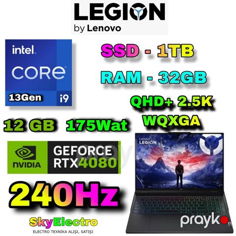 Lenovo Legıon PRO 7 16IRX8H RTX 4080 12 GB Gaming — Bakı