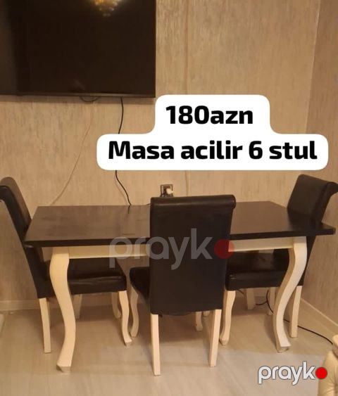 Masa dəsti satilir 6 stullar var masa acilir 180 azn unvan: Suraxani — Bakı