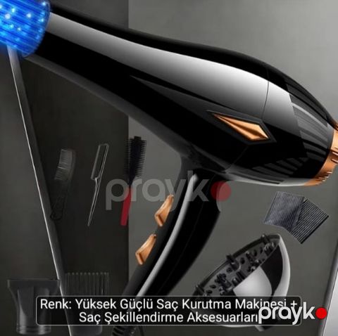 Yüksək güclü saçqurutma maşını və saç formalaşdırma aksesuarları dəsti — Mingəçevir