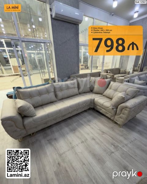 Künc divan – La Mini - Model: Künc Divan (Kod: 12561) - Ölçülər: 300 — Bakı