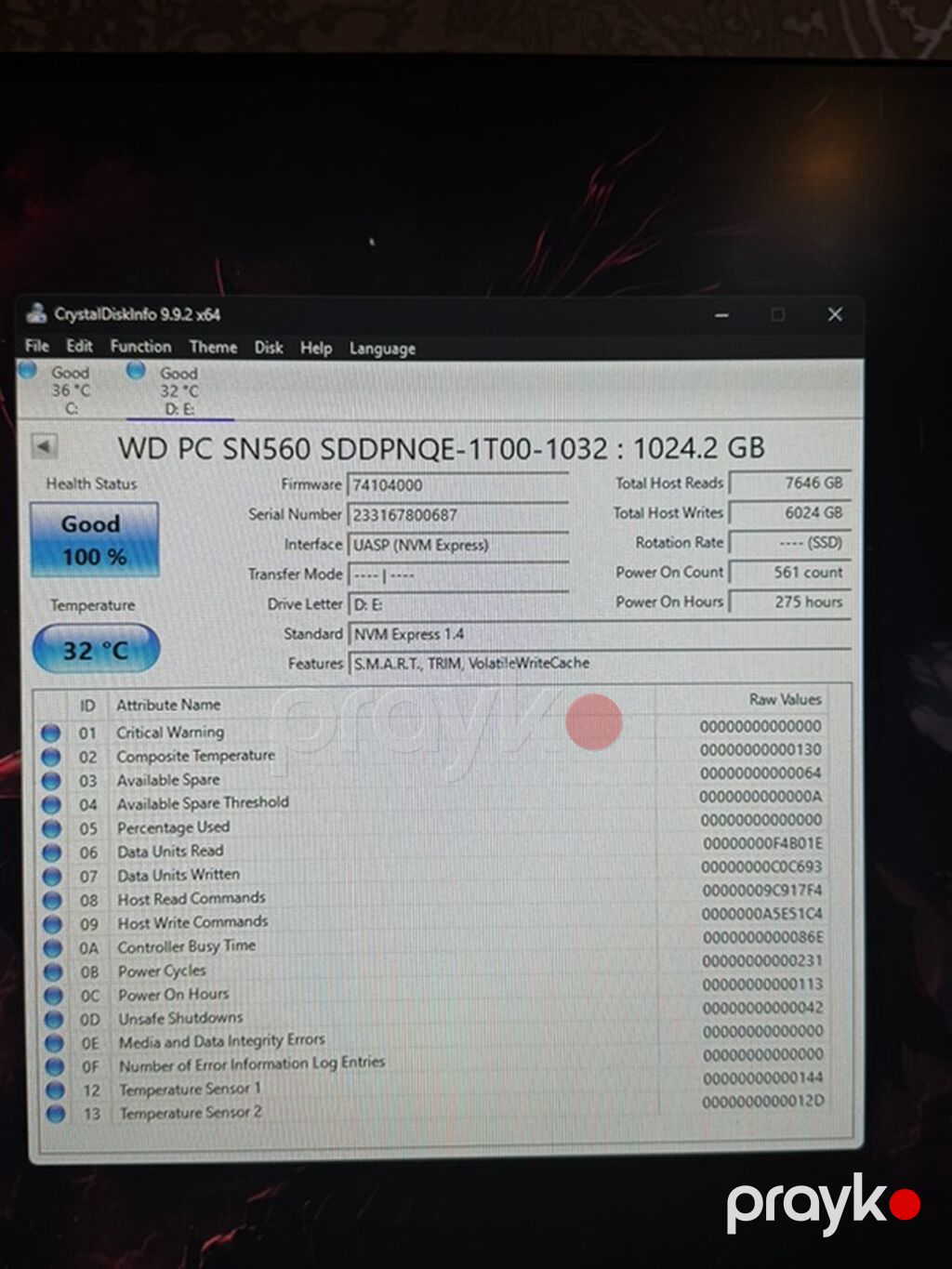 WD PC SN560 NVMe SSD – 1TB (SDDPNQE-1T00-1032) - Yaddaş tutumu: 1TB — Sabit diskləri, Masazır (2)