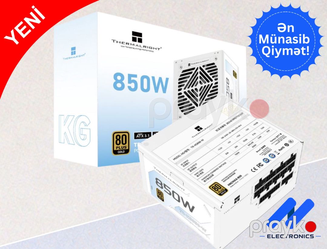 Qida bloku thermalrıght TR-KG850-W 80+ gold 850W — Kompüterlər və noutbuklar, Bakı (2)