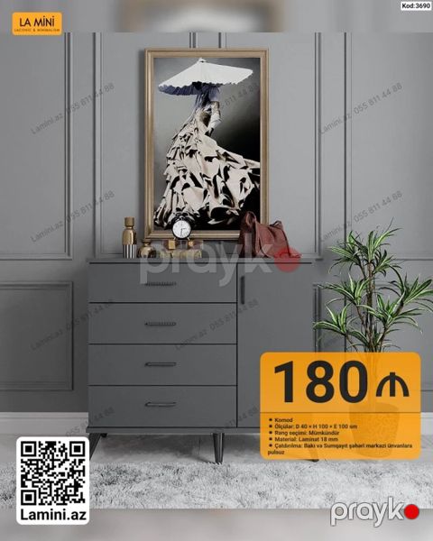 La Mini komod - Model kodu: 3690 - Ölçülər: D 40 H 100 E 100 sm — Bakı
