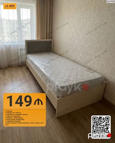 Çarpayı – tək nəfərlik model - Ölçülər: 90 200 sm - Mexanizm — Bakı