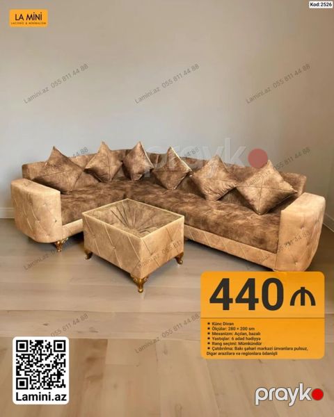 La Mini – Künc Divan (Kod: 2526) - Ölçülər: 280 200 sm - Mexanizm — Bakı