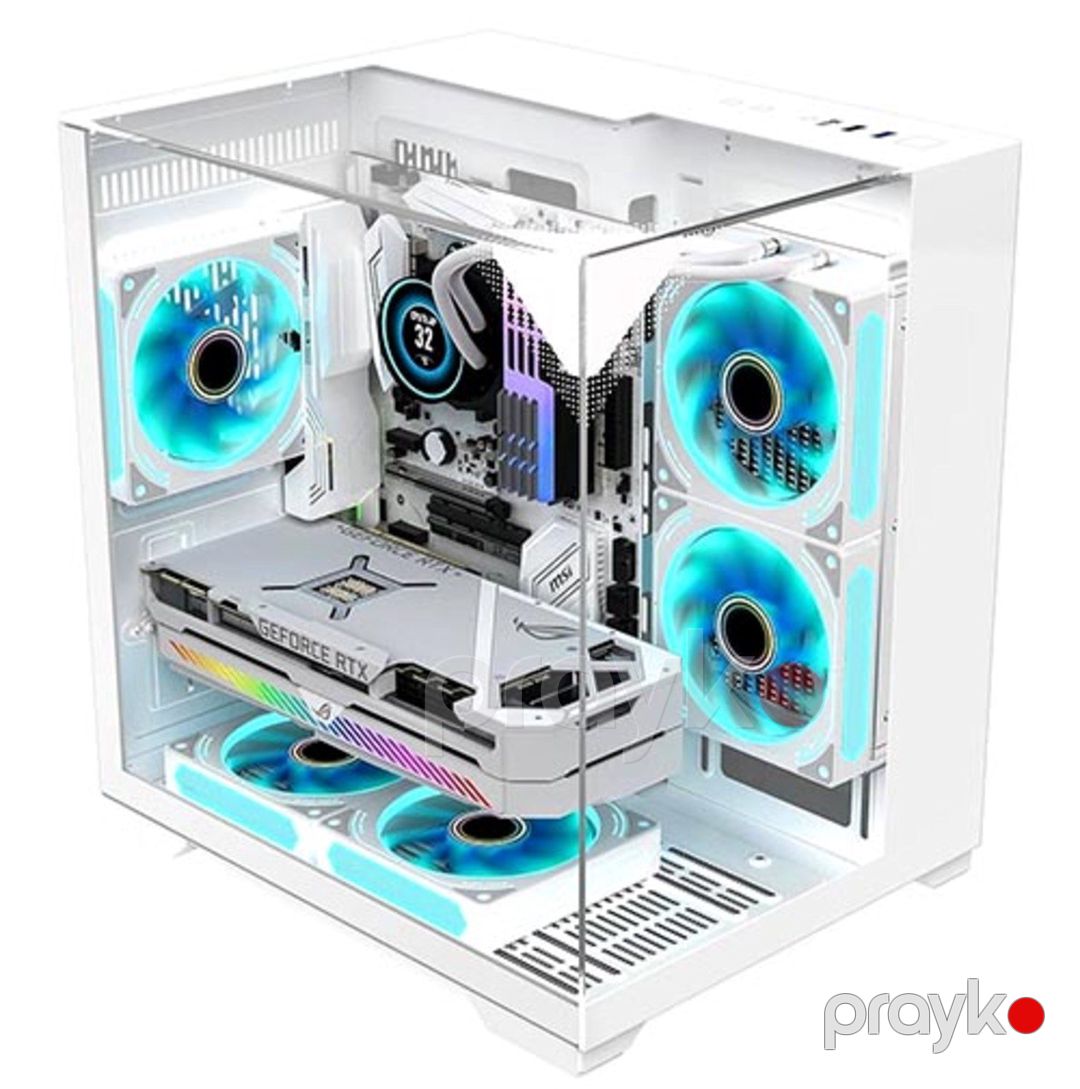 Gaming case "WjCoolman Skyline S1 M-Atx Panoramic Aquarium Case (White)" — Kompüterlər və noutbuklar, Bakı (7)