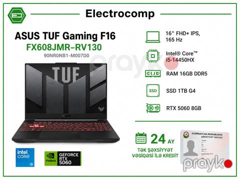 Notebook ASUS TUF Gaming F16 FX608JMR-RV130 — Bakı