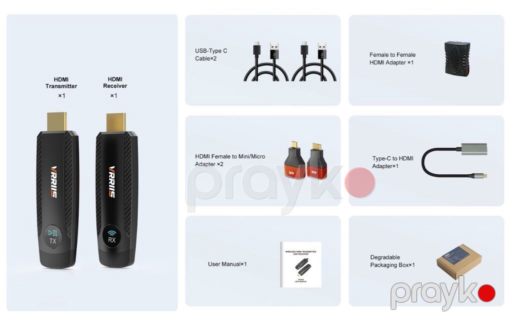 Kabelsiz HDMI həlləri – Vrrıııs WL093 və WL094 WL093 - 60 m/196 ft — Video kabel və adapterlər, Bakı (8)