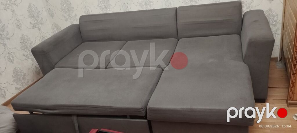 Künc divanı – modul tipli, açılıb-yığılma funksiyalı - Rəng: tünd boz — Divanlər, Bakı (2)