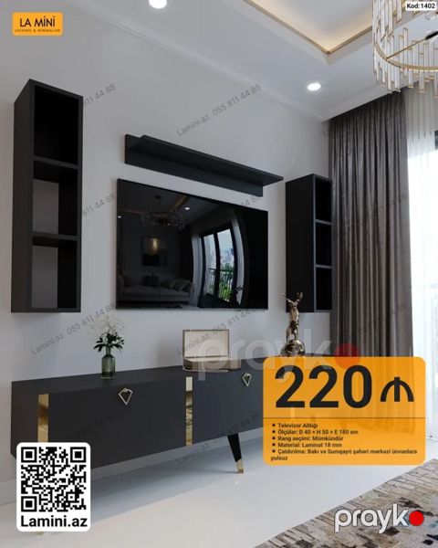 TV altlığı – La Mini, Kod: 1402 - Ölçülər: D 40 x H 50 x E 180 sm — Bakı