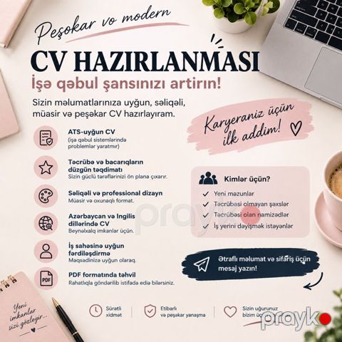 Peşəkar və müasir CV hazırlanması xidməti İşə qəbul şansınızı — Bakı