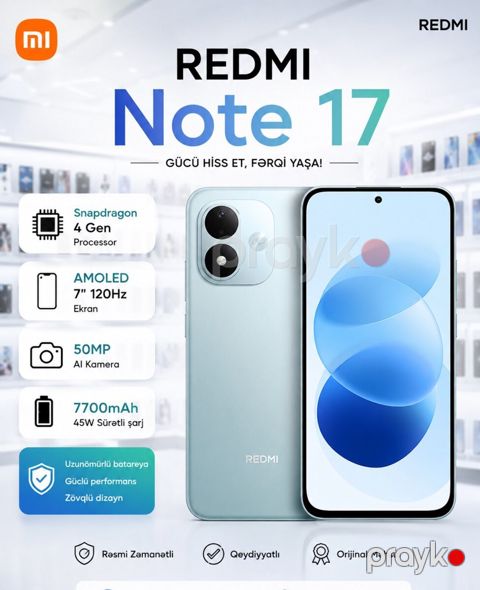 Xiaomi Redmi Note 17 Sky Teal 256GB/8GB — Bakı
