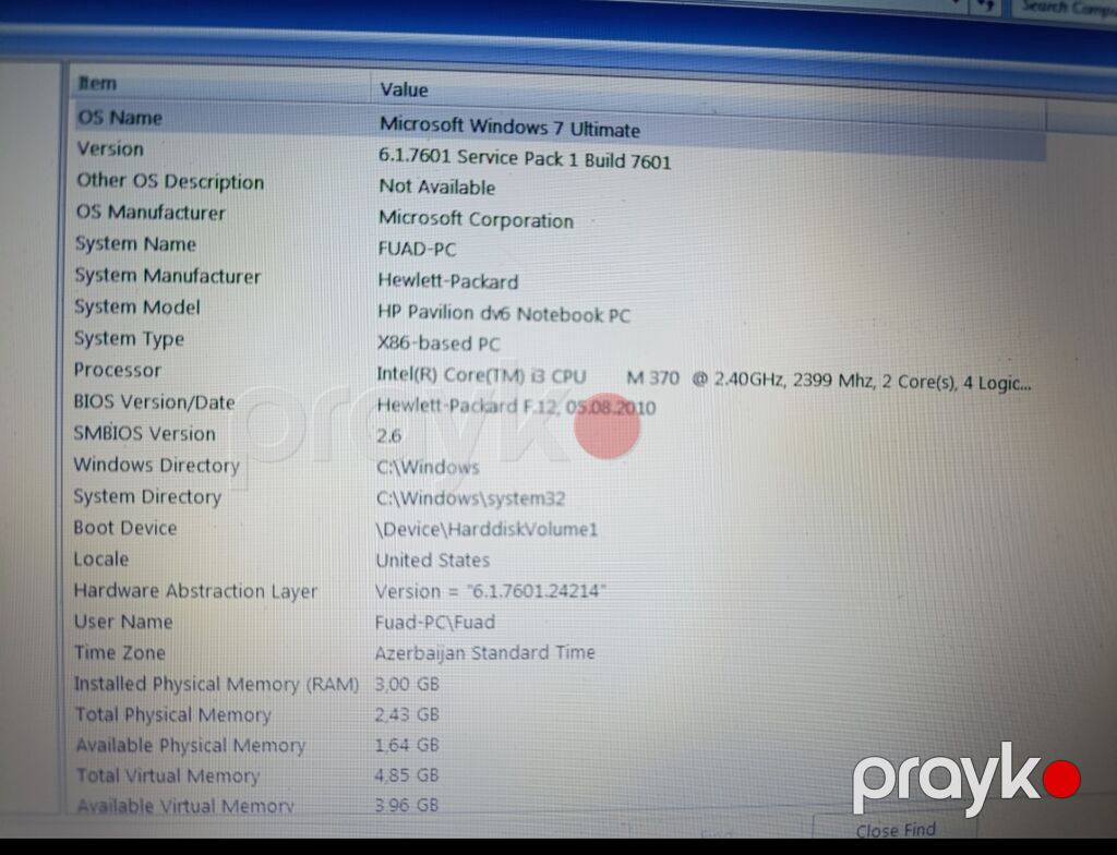 HP Pavilion dv6 satılır Prosessor: Intel Core i3-370M — 2.40 GHz — HP, Bakı (4)