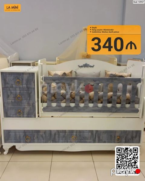 Beşik – funksional uşaq mebeli - Model kodu: 10957 - Rəng seçimi — Bakı