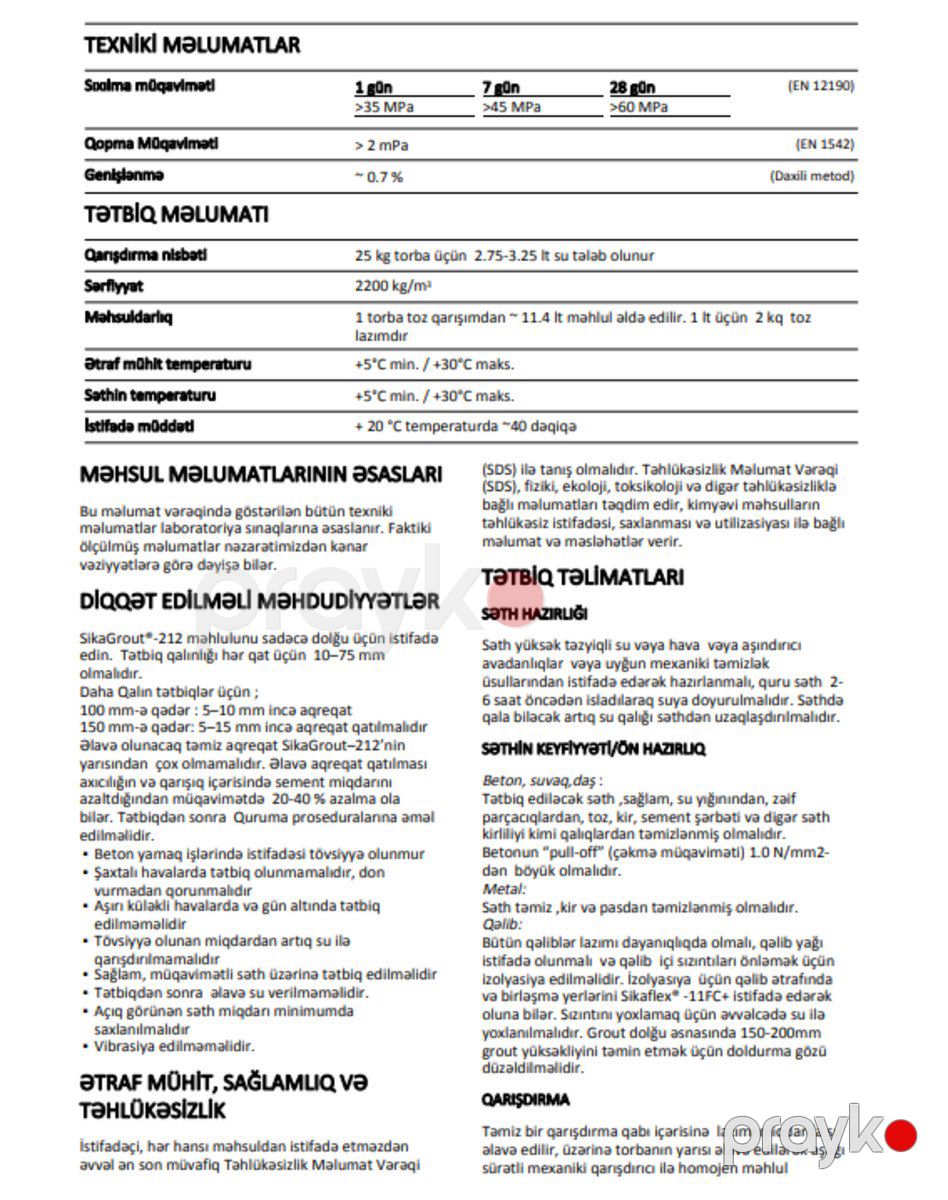 Təmir dolğusu "SikaGrout -212" — Təmir və inşaat, Bakı (3)