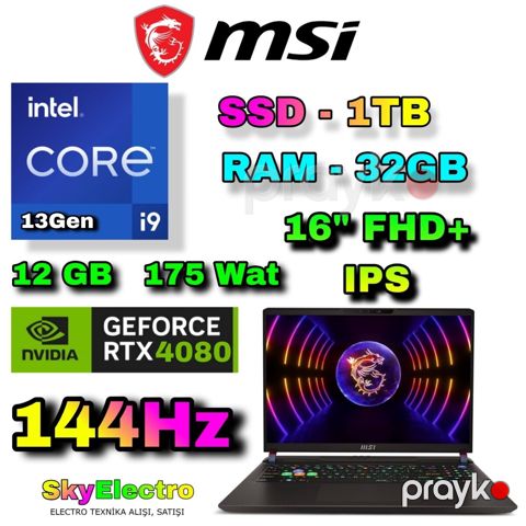 Msi Vector GP68HX i9 RTX 4080 12 GB Gaming — Bakı
