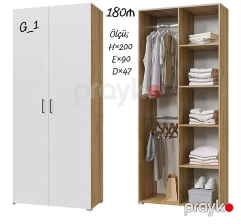 G_1 model geyim dolabı - Qiymət: 180₼ (şəkildə göstərilib) - Ölçülər — Mehdiabad