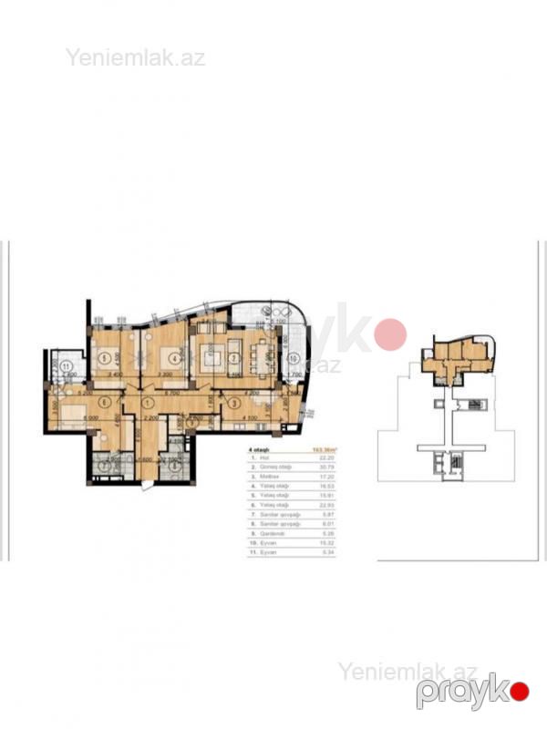 Satılır 4 otaqlı Bina evi menzil (Yeni tikili), 163 m², Səbail rayonu — Mənzil, Bakı (8)