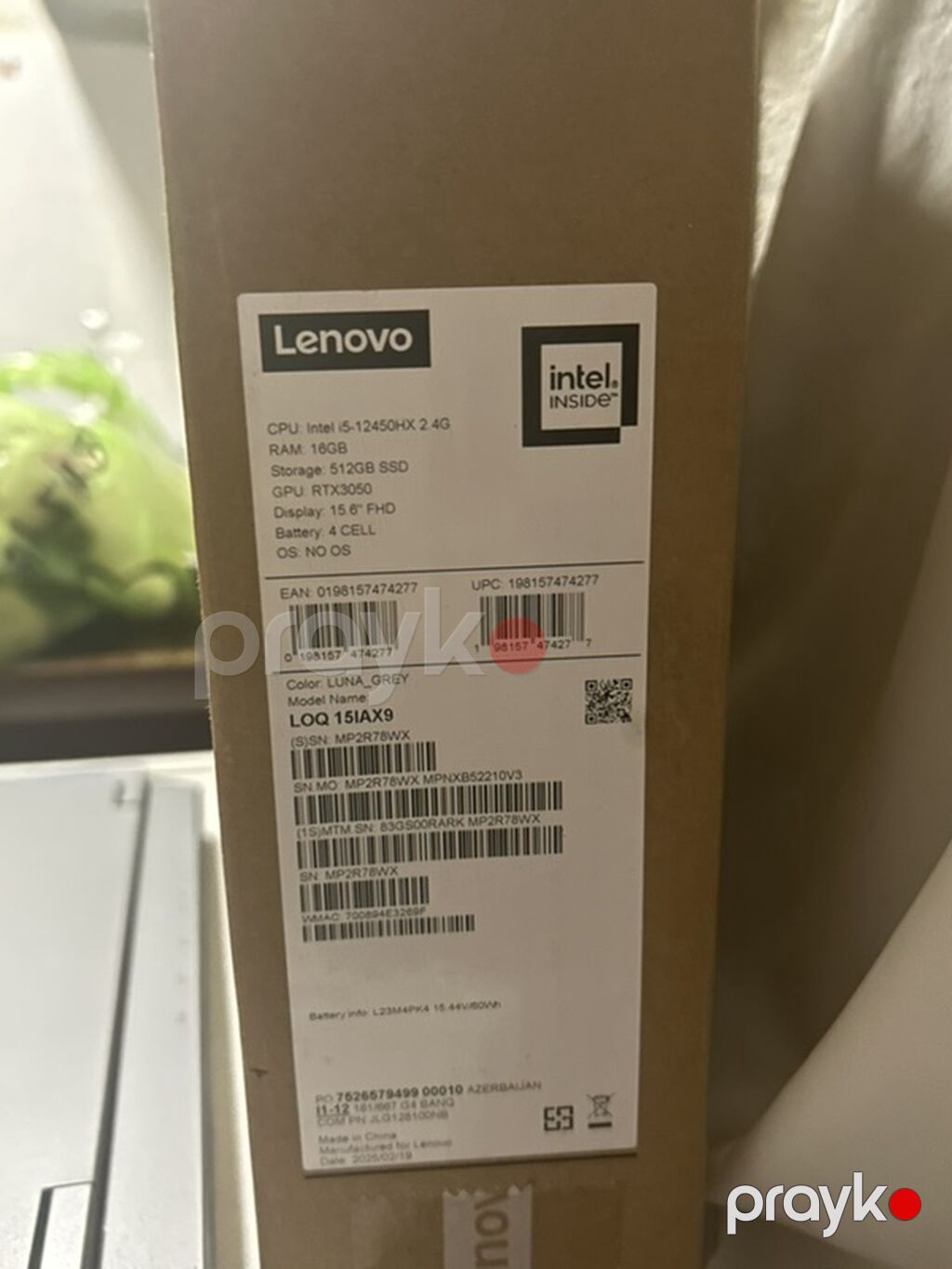 Lenovo LOQ 15IAX9 Prosessor: Intel Core i5-12450HX, 2.4 GHz Operativ — Lenovo, Digah (3)