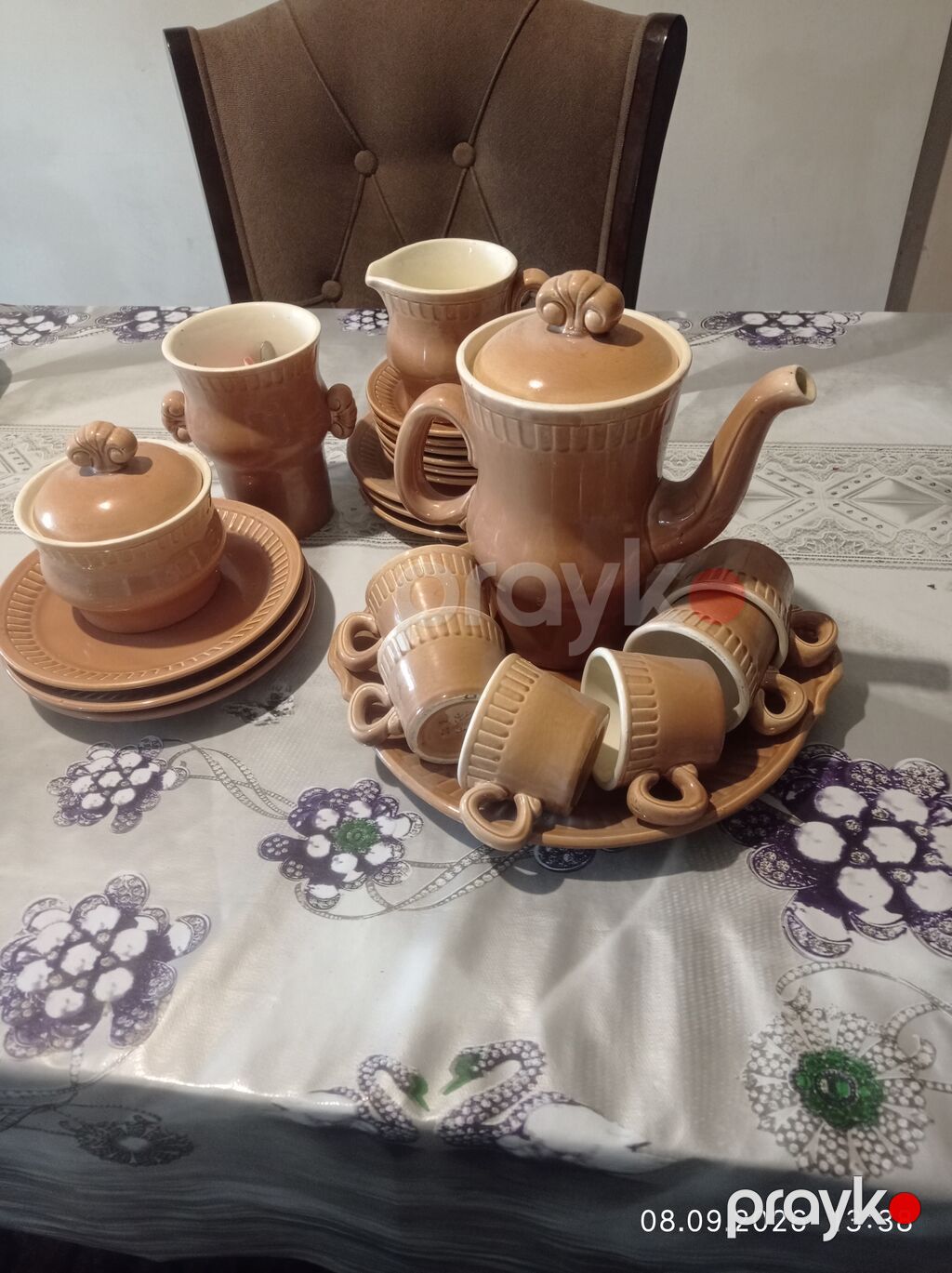 Çay dəsti, rəng - Qəhvəyi, Keramika — Süfrə qabı, Masazır (2)