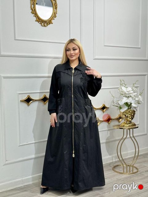 Qara rəngli uzun paltar/abaya - Klassik uzun kəsim, yelpazevari ətək — Bakı