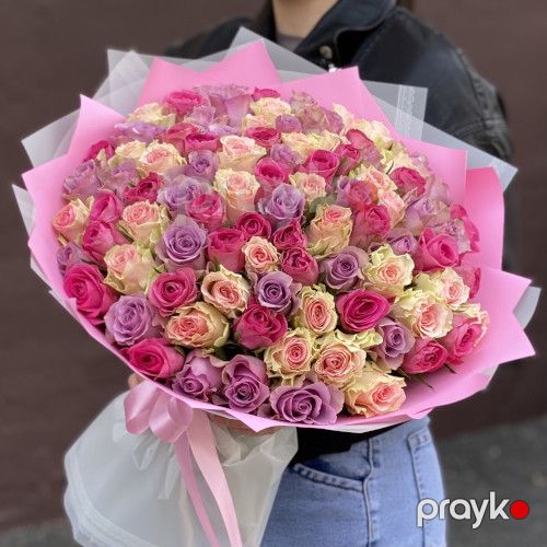 101 qızılgül Çəhrayı qarışığı - kod 4949 — Bitkilər, Bakı (3)