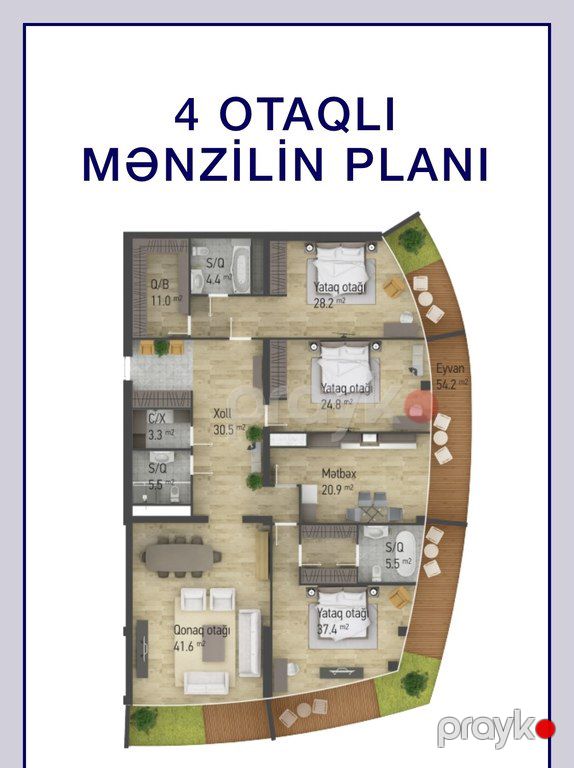 Satılır 4 otaqlı yeni tikili 240 m² — Mənzil, Bakı (8)