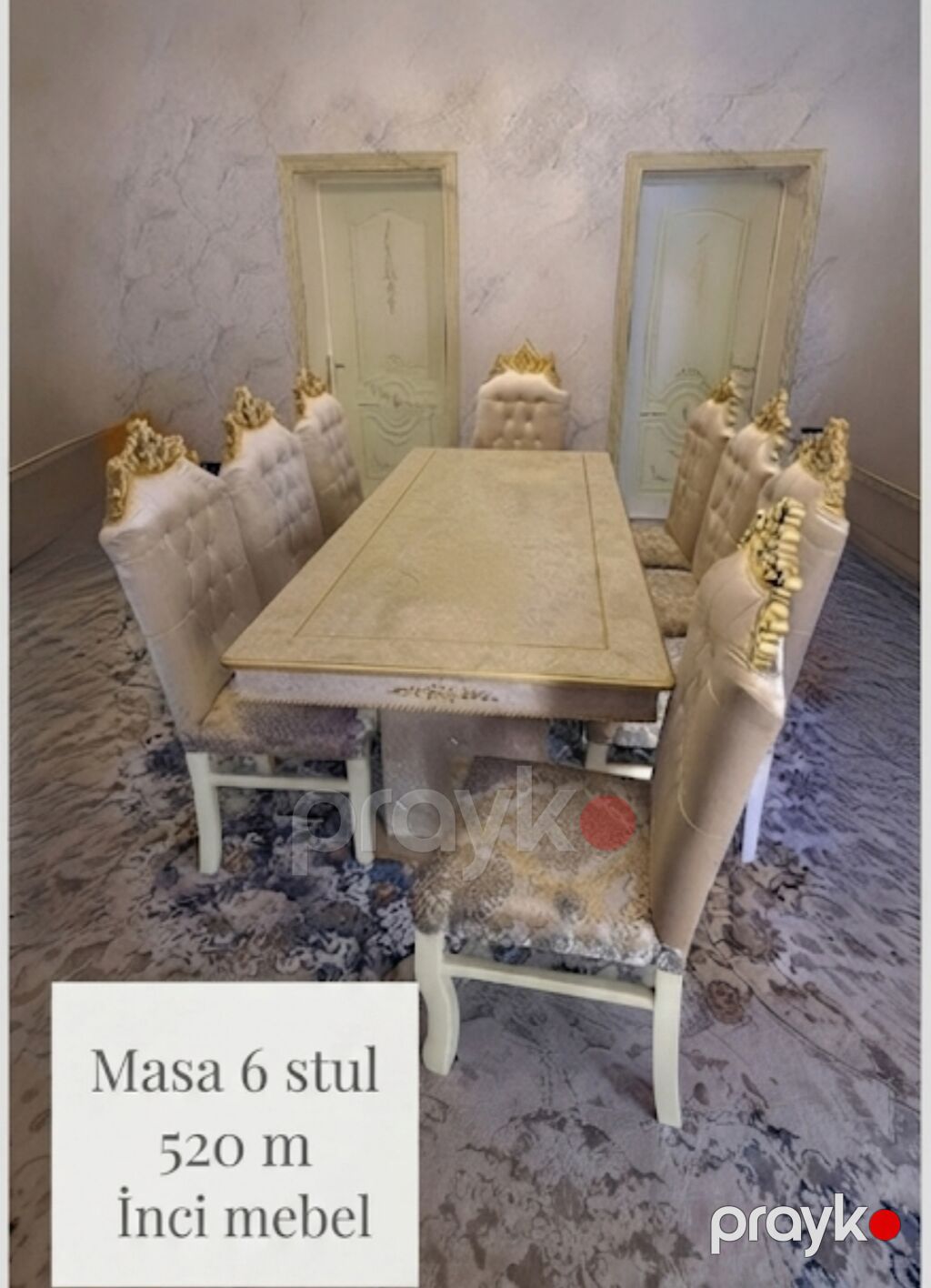Qonaq otağı üçün, Yeni, Açılmayan, Dördbucaq masa, 6 stul — Masalar və stullar, Bakı (4)