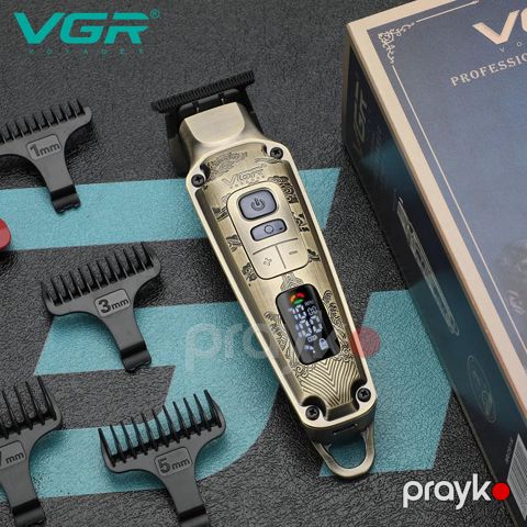 Trimmer VGR 901 1600MAH 240 Dəqiqə 7000RPM Cord/Cordless Black Ceramic Blades Led Displey — Bakı