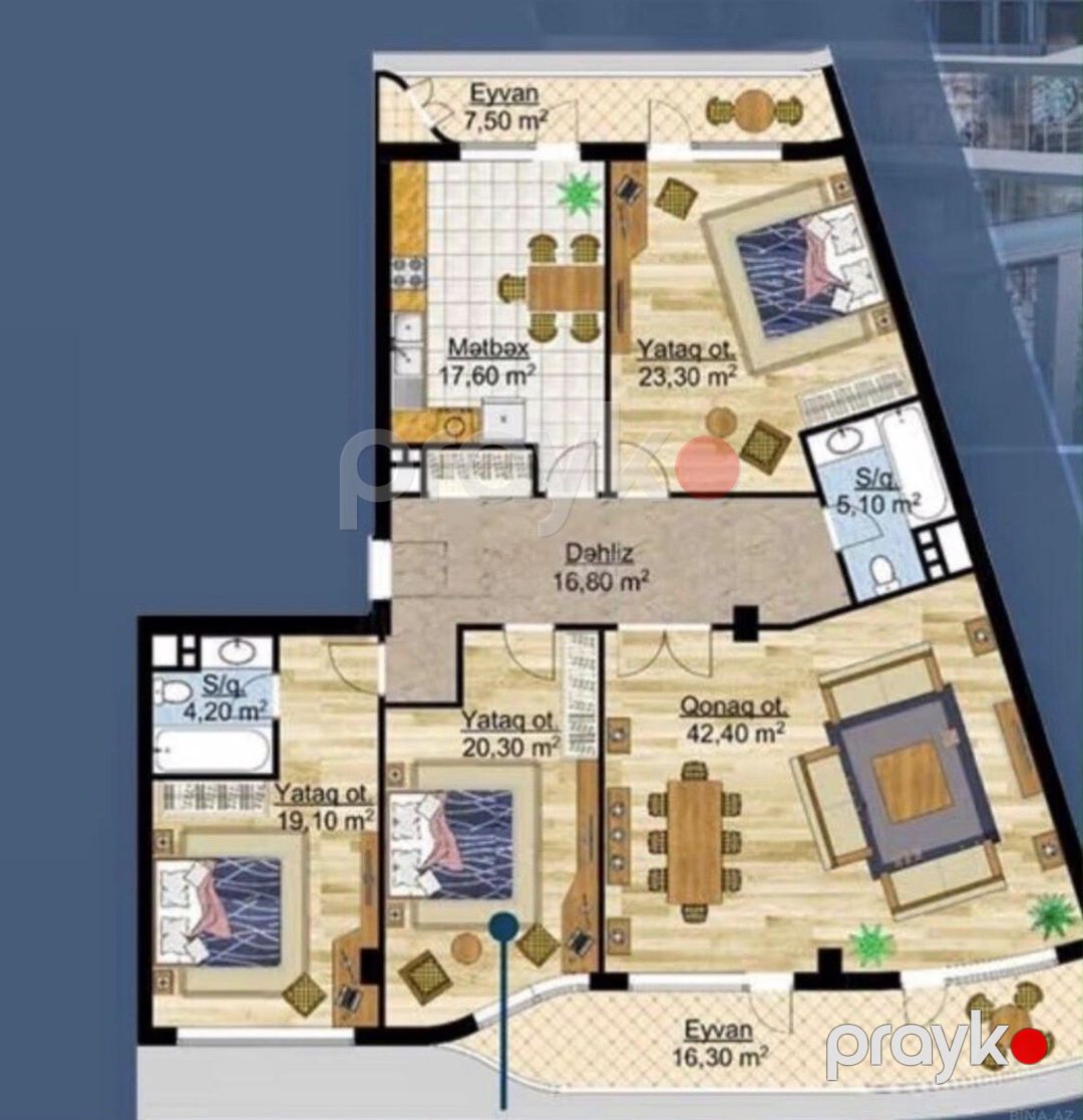 Satılır 4 otaqlı yeni tikili 176.8 m² — Mənzil, Bakı (6)