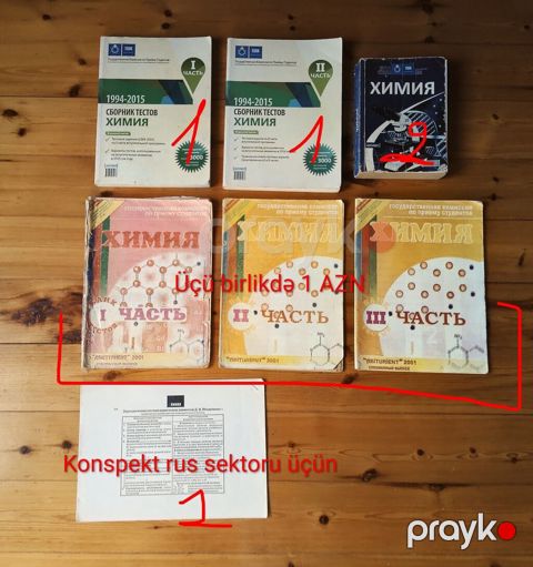 Kimya üzrə tədris və hazırlaşma dəstləri (qiymətlər şəklin üstündə — Bakı