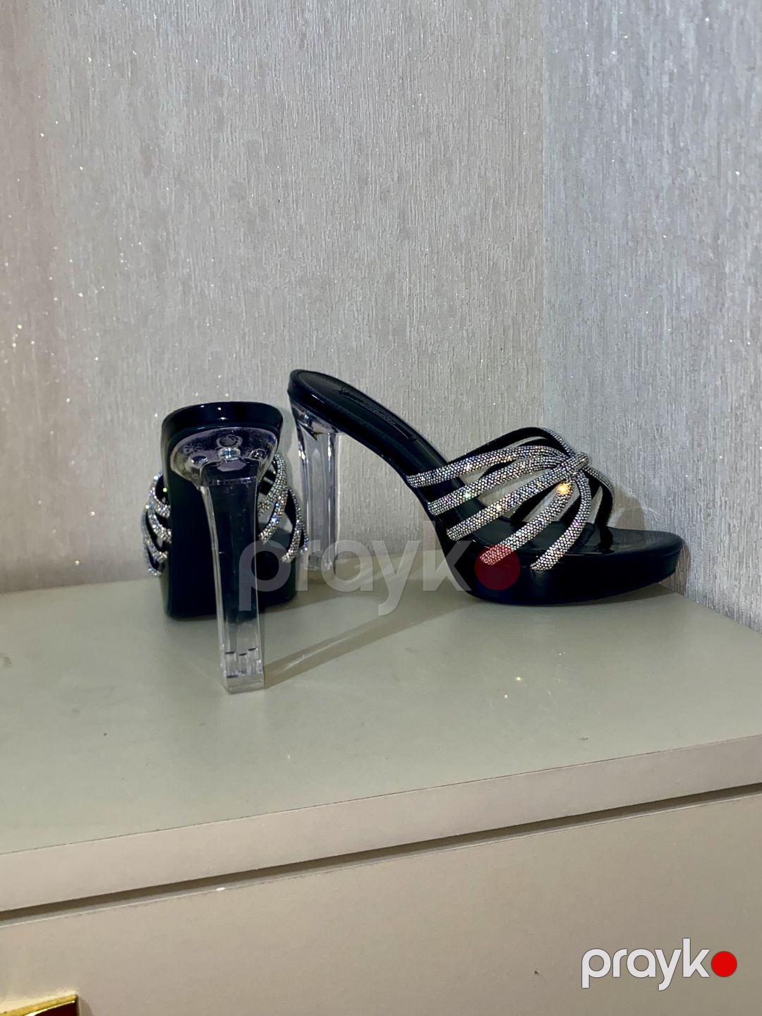 Qara strass dekorasiyalı tufl platformali — Tufl, Bakı (3)