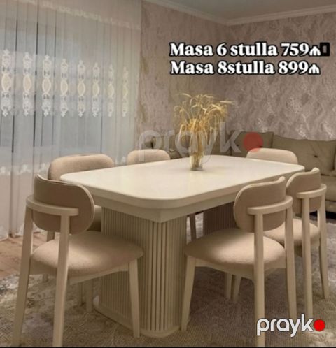 Qonaq otağı üçün, Yeni, Açılmayan, Dördbucaq masa, 6 stul — Bakı
