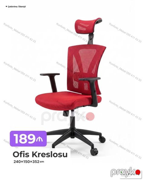 Ofis kreslosu – ergonomik dizaynlı, tənzimlənən hissələrə malik rahat — Bakı