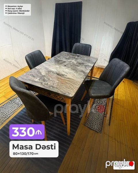 Masa Dəsti – açılan mexanizmli - Ölçü: 80×130/170 sm (uzadıla bilən) — Bakı
