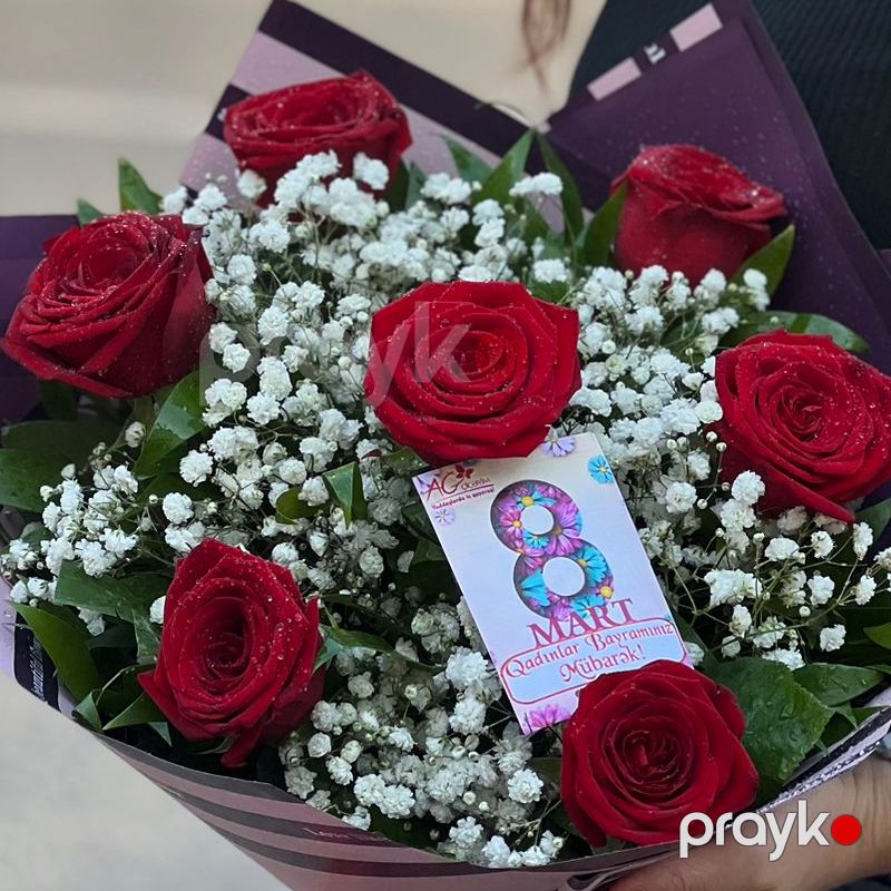 Qızılgül və Gipsofila - code:5080 — Bayram məmulatı, Bakı (3)