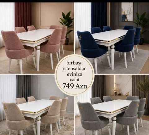 Qonaq otağı üçün, Yeni, Açılan, Dördbucaq masa, 6 stul — Bakı