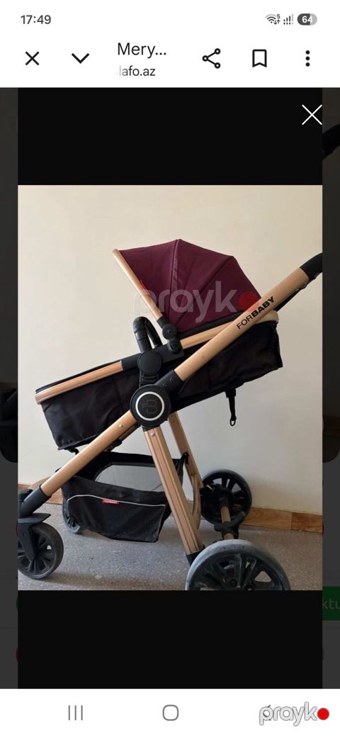 Forbaby uşaq arabası - Çərçivə: yüngül və möhkəm alüminium, qızılı — Bakı