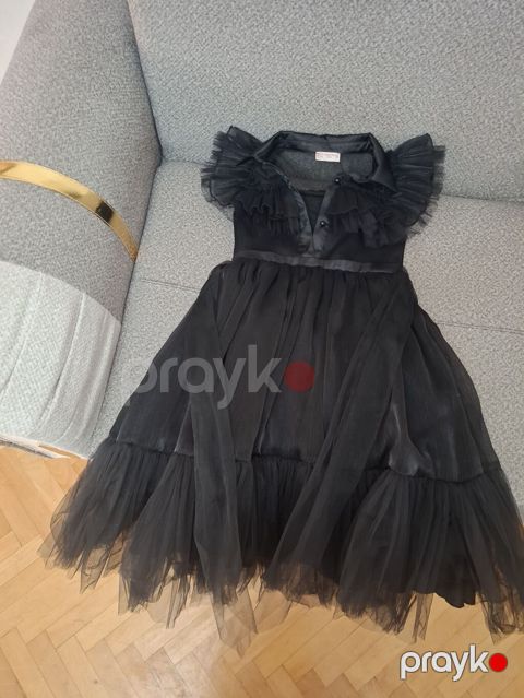 Qara tül detallı paltar - Rəng: Qara - Stil: Romantik/klassik — Bakı