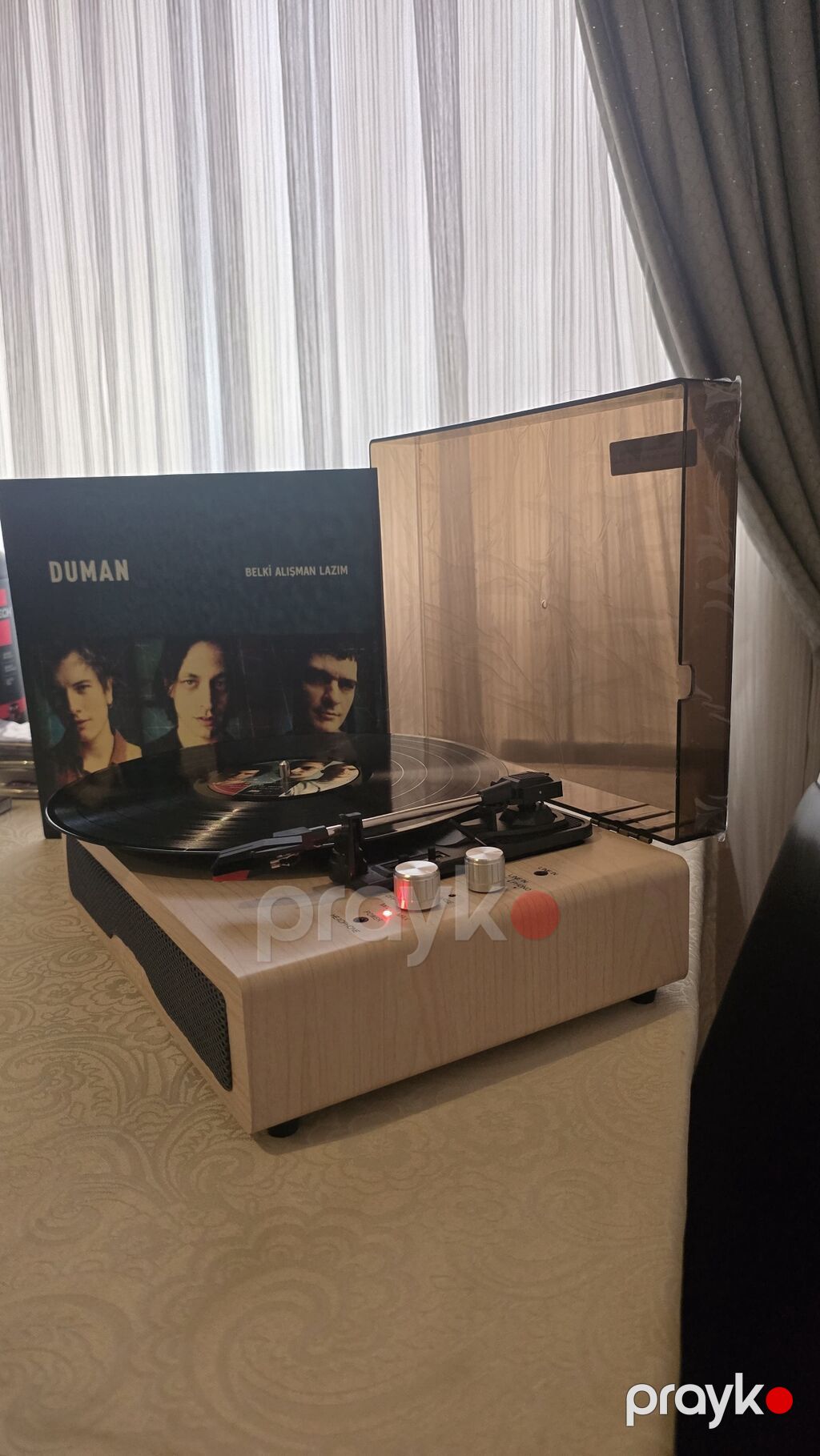 Eworld vinil pleyer – şık taxta korpuslu, qapaqlı, inteqrə olunmuş ön — Digər, Bakı (3)