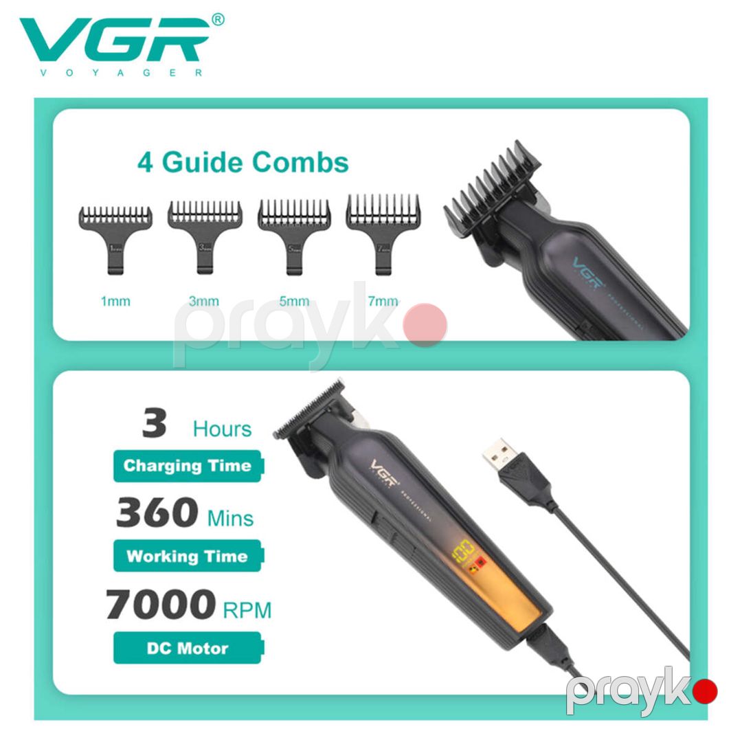 Trimmer "VGR 930" 2000MAH 360 Dəqiqə 7000RPM Cord/Cordless LED Displey Black — Gözəllik və səhiyyə, Bakı (7)
