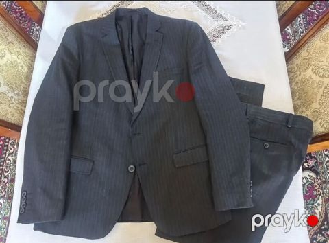 Kişi kostyum dəsti - Rəng: tünd boz (qara tonlarında), incə şaquli — Bakı
