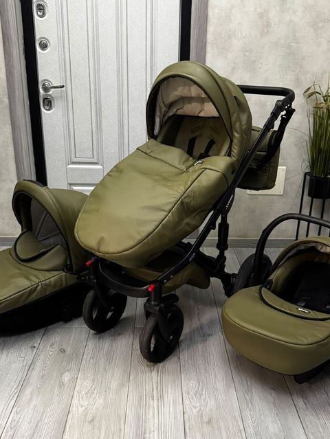 Verdi Mirage “Deri” modeli, xaki rəng uşaq arabası (kalyaska) – 3-in-1 — Strollers