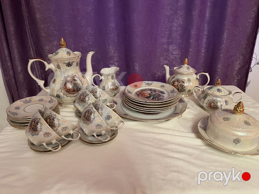 Çay dəsti, rəng - Ağ, Farfor, 6 nəfərlik — Süfrə qabı, Digah (5)